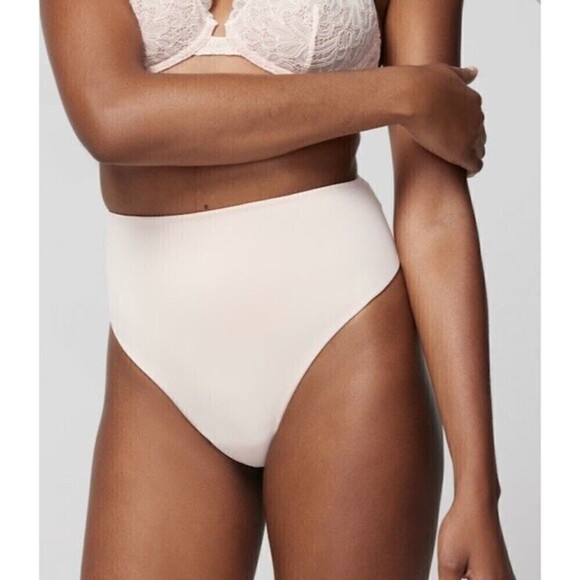 Soma Thong Underwear, Vanishing Tummy Retro Thong Panty in Peach Blossom Small - Picture 1 of 6